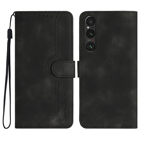 Funda de Cuero Cartera con Soporte Carcasa YX3 para Sony Xperia 1 V Negro