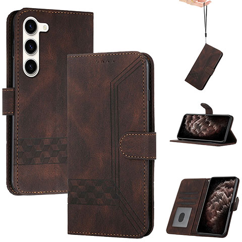 Funda de Cuero Cartera con Soporte Carcasa YX4 para Samsung Galaxy S23 5G Marron