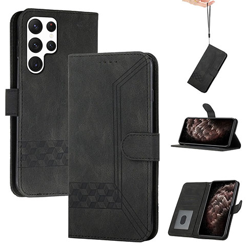 Funda de Cuero Cartera con Soporte Carcasa YX4 para Samsung Galaxy S23 Ultra 5G Negro