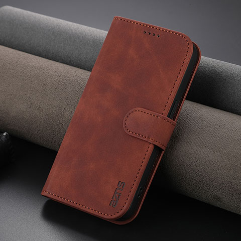 Funda de Cuero Cartera con Soporte Carcasa YZ5 para Apple iPhone 15 Pro Marron