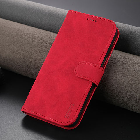 Funda de Cuero Cartera con Soporte Carcasa YZ5 para Apple iPhone 15 Pro Rosa Roja