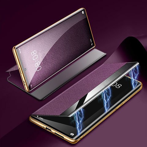 Funda de Cuero Cartera con Soporte Carcasa Z01 para Huawei P60 Morado