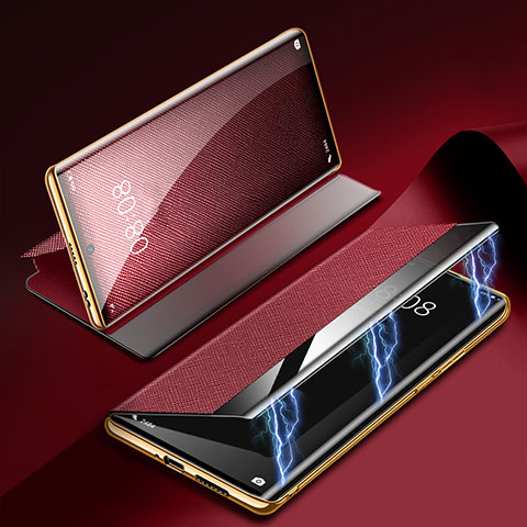 Funda de Cuero Cartera con Soporte Carcasa Z01 para Huawei P60 Pro Rojo