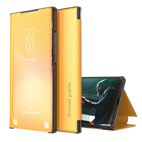 Funda de Cuero Cartera con Soporte Carcasa ZL1 para Samsung Galaxy A02 Amarillo