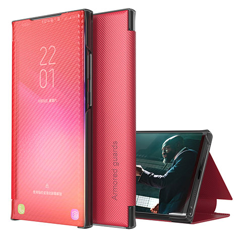 Funda de Cuero Cartera con Soporte Carcasa ZL1 para Samsung Galaxy A02 Rojo