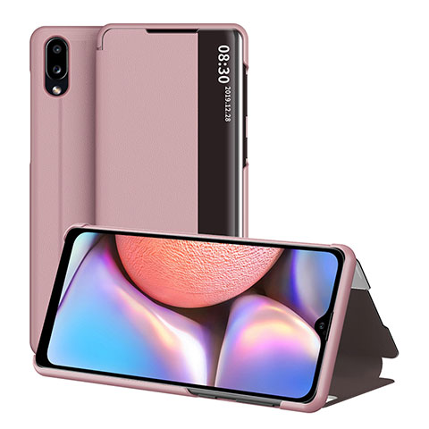 Funda de Cuero Cartera con Soporte Carcasa ZL1 para Samsung Galaxy A10s Oro Rosa