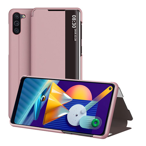 Funda de Cuero Cartera con Soporte Carcasa ZL1 para Samsung Galaxy A11 Oro Rosa