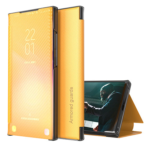 Funda de Cuero Cartera con Soporte Carcasa ZL1 para Samsung Galaxy A30S Amarillo