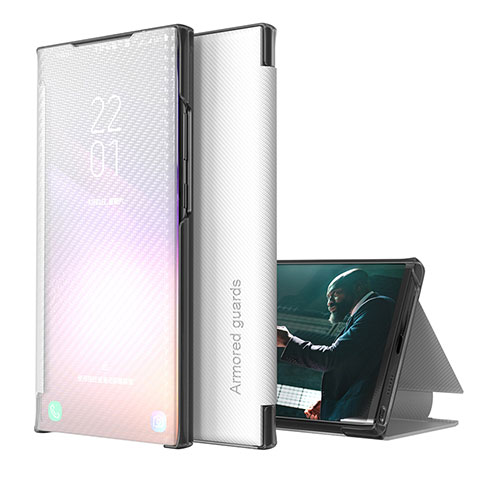 Funda de Cuero Cartera con Soporte Carcasa ZL1 para Samsung Galaxy A42 5G Plata