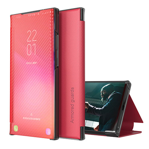 Funda de Cuero Cartera con Soporte Carcasa ZL1 para Samsung Galaxy A42 5G Rojo