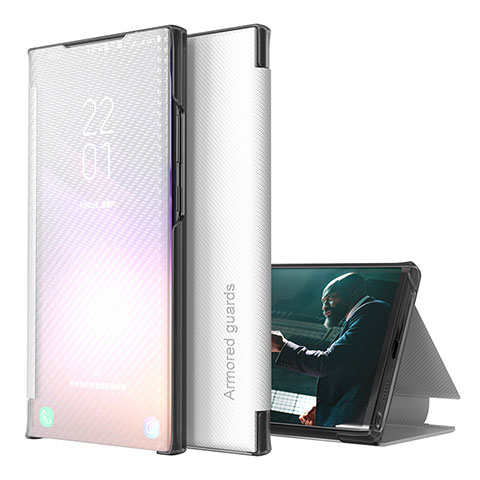 Funda de Cuero Cartera con Soporte Carcasa ZL1 para Samsung Galaxy A50 Plata