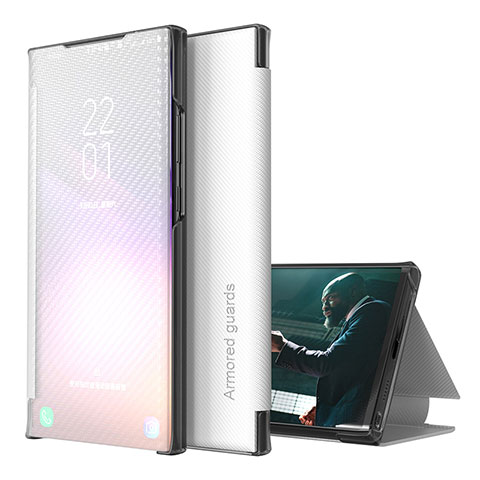 Funda de Cuero Cartera con Soporte Carcasa ZL1 para Samsung Galaxy A50S Plata