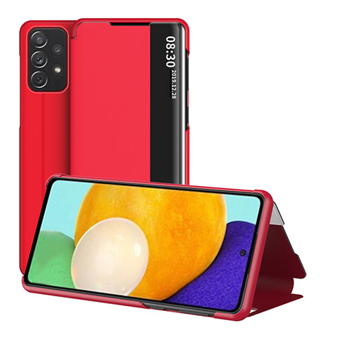 Funda de Cuero Cartera con Soporte Carcasa ZL1 para Samsung Galaxy A52 4G Rojo