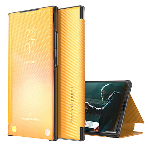 Funda de Cuero Cartera con Soporte Carcasa ZL1 para Samsung Galaxy F62 5G Amarillo