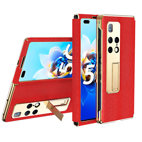 Funda de Cuero Cartera con Soporte Carcasa ZL2 para Huawei Mate X2 Rojo