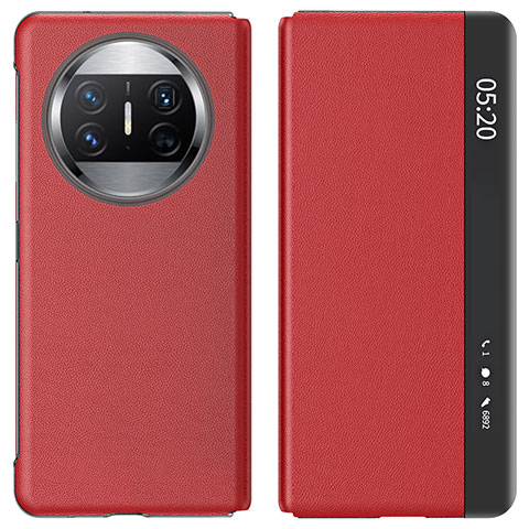 Funda de Cuero Cartera con Soporte Carcasa ZL2 para Huawei Mate X3 Rojo