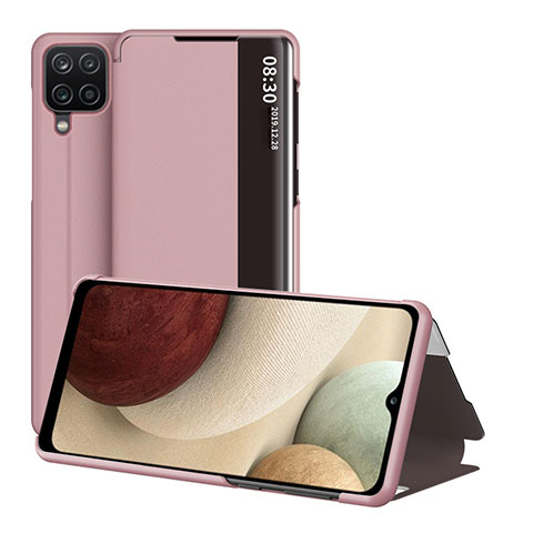 Funda de Cuero Cartera con Soporte Carcasa ZL2 para Samsung Galaxy A12 5G Oro Rosa