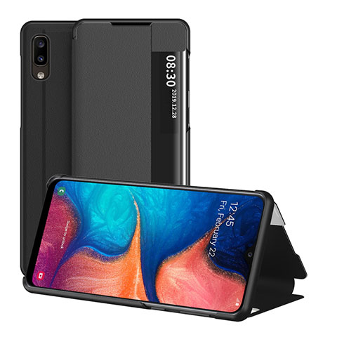 Funda de Cuero Cartera con Soporte Carcasa ZL2 para Samsung Galaxy A20e Negro