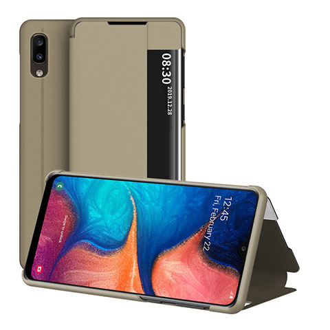 Funda de Cuero Cartera con Soporte Carcasa ZL2 para Samsung Galaxy A20e Oro