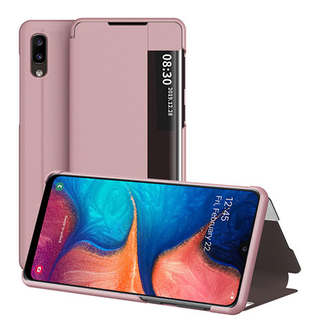 Funda de Cuero Cartera con Soporte Carcasa ZL2 para Samsung Galaxy A20e Oro Rosa