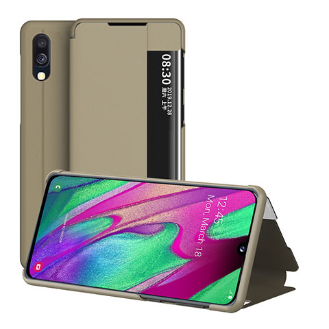 Funda de Cuero Cartera con Soporte Carcasa ZL2 para Samsung Galaxy A40 Oro