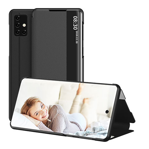 Funda de Cuero Cartera con Soporte Carcasa ZL2 para Samsung Galaxy A51 4G Negro