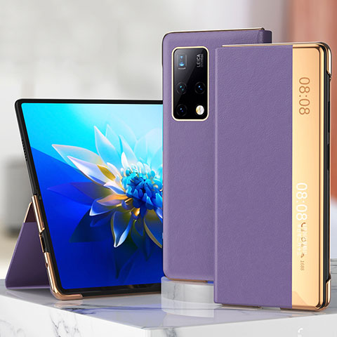 Funda de Cuero Cartera con Soporte Carcasa ZL3 para Huawei Mate X2 Morado