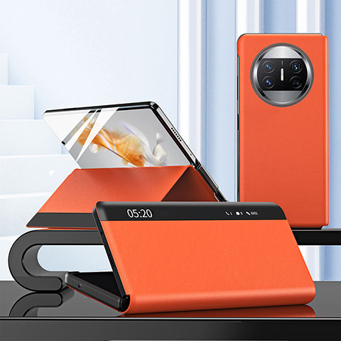 Funda de Cuero Cartera con Soporte Carcasa ZL3 para Huawei Mate X5 Naranja