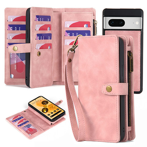 Funda de Cuero Cartera con Soporte Carcasa ZY1 para Google Pixel 7 5G Oro Rosa