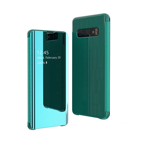 Funda de Cuero Cartera con Soporte Espejo Carcasa A01 para Samsung Galaxy S10 Plus Verde