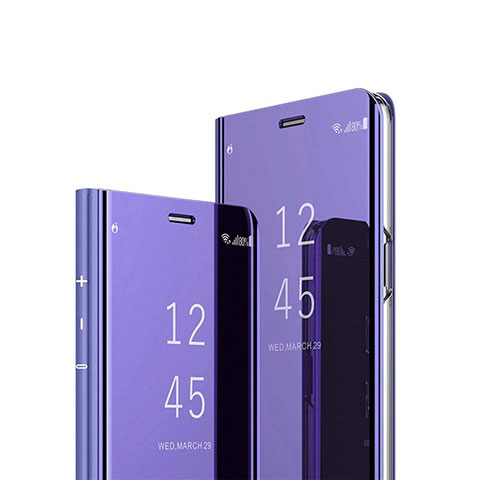 Funda de Cuero Cartera con Soporte Espejo Carcasa L01 para Huawei Honor 9C Morado