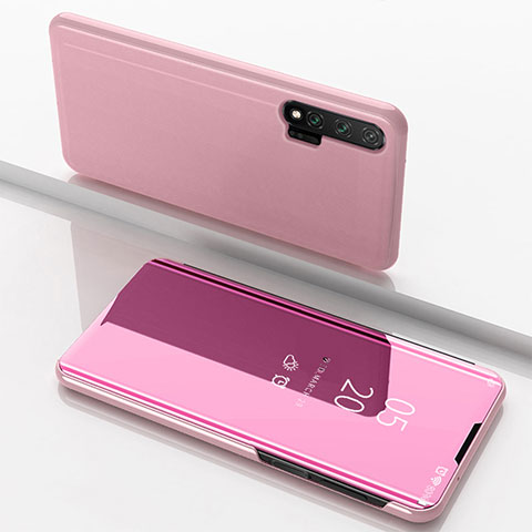 Funda de Cuero Cartera con Soporte Espejo Carcasa L02 para Huawei Nova 6 Oro Rosa