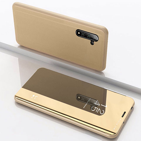 Funda de Cuero Cartera con Soporte Espejo Carcasa L02 para Samsung Galaxy Note 10 5G Oro