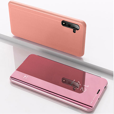 Funda de Cuero Cartera con Soporte Espejo Carcasa L02 para Samsung Galaxy Note 10 Oro Rosa
