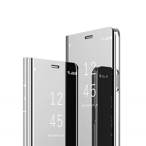 Funda de Cuero Cartera con Soporte Espejo Carcasa L02 para Samsung Galaxy Note 20 Plus 5G Plata