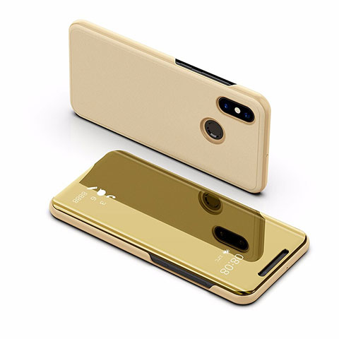 Funda de Cuero Cartera con Soporte Espejo Carcasa L02 para Xiaomi Mi Max 3 Oro