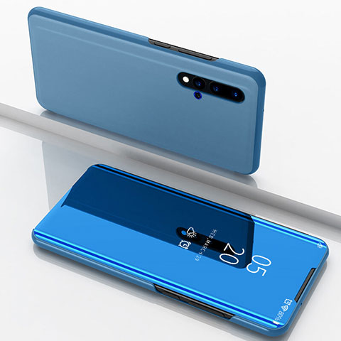 Funda de Cuero Cartera con Soporte Espejo Carcasa L03 para Huawei Nova 5 Azul Cielo