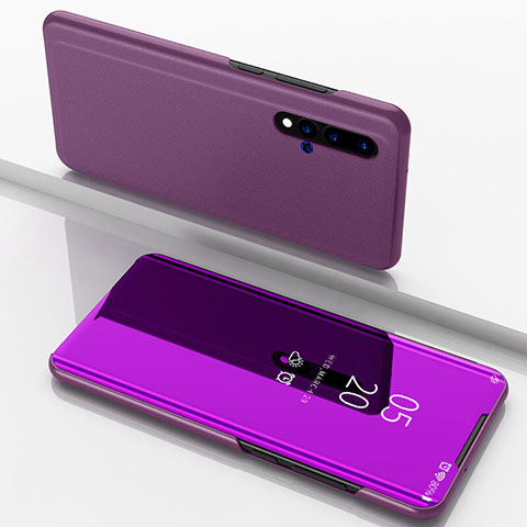 Funda de Cuero Cartera con Soporte Espejo Carcasa L03 para Huawei Nova 5 Pro Morado