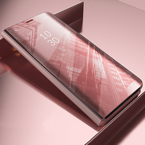 Funda de Cuero Cartera con Soporte Espejo Carcasa L03 para Samsung Galaxy A21 European Oro Rosa