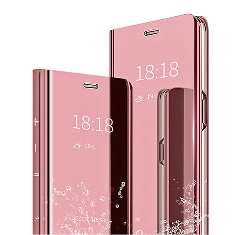 Funda de Cuero Cartera con Soporte Espejo Carcasa L04 para Huawei Mate 20 Pro Oro Rosa