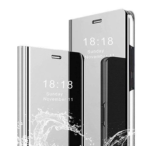 Funda de Cuero Cartera con Soporte Espejo Carcasa L04 para Huawei Mate 20 Pro Plata