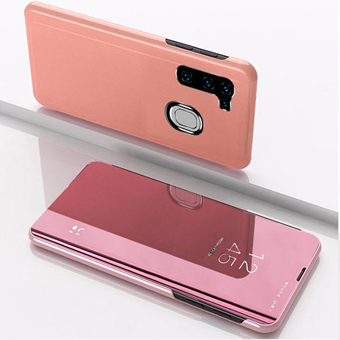 Funda de Cuero Cartera con Soporte Espejo Carcasa L04 para Samsung Galaxy M11 Oro Rosa