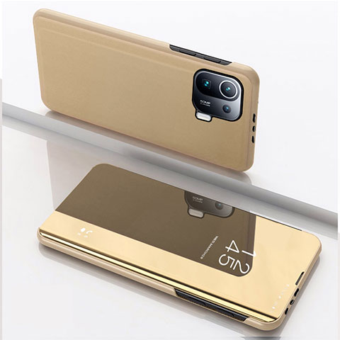 Funda de Cuero Cartera con Soporte Espejo Carcasa L04 para Xiaomi Mi 11 Pro 5G Oro