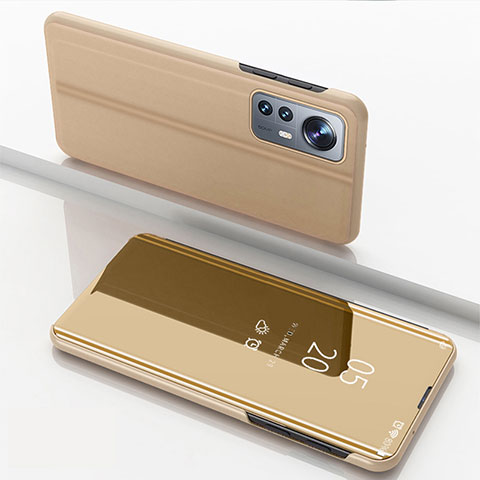 Funda de Cuero Cartera con Soporte Espejo Carcasa L04 para Xiaomi Mi 12 Pro 5G Oro