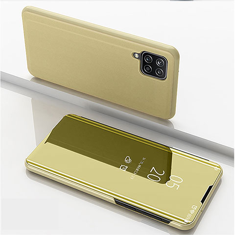 Funda de Cuero Cartera con Soporte Espejo Carcasa L05 para Samsung Galaxy A22 4G Oro