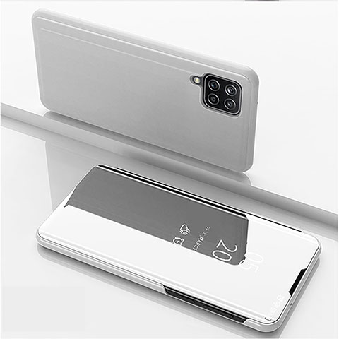 Funda de Cuero Cartera con Soporte Espejo Carcasa L05 para Samsung Galaxy A22 4G Plata