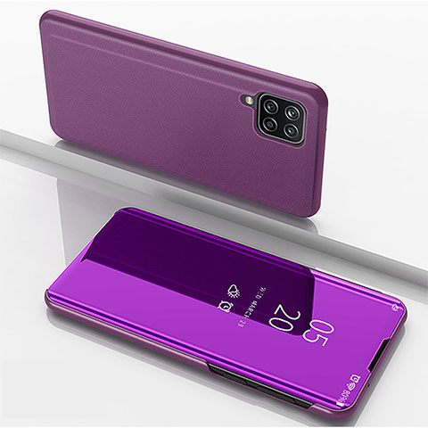 Funda de Cuero Cartera con Soporte Espejo Carcasa L05 para Samsung Galaxy A22 4G Purpura Claro