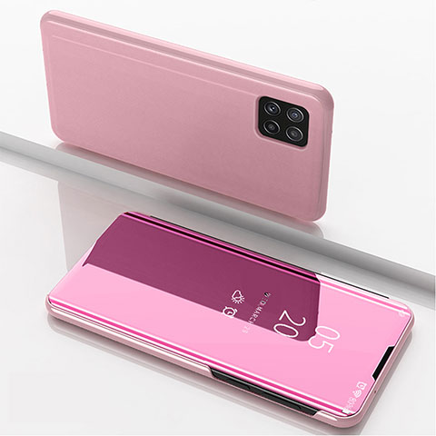 Funda de Cuero Cartera con Soporte Espejo Carcasa L05 para Samsung Galaxy A22s 5G Oro Rosa