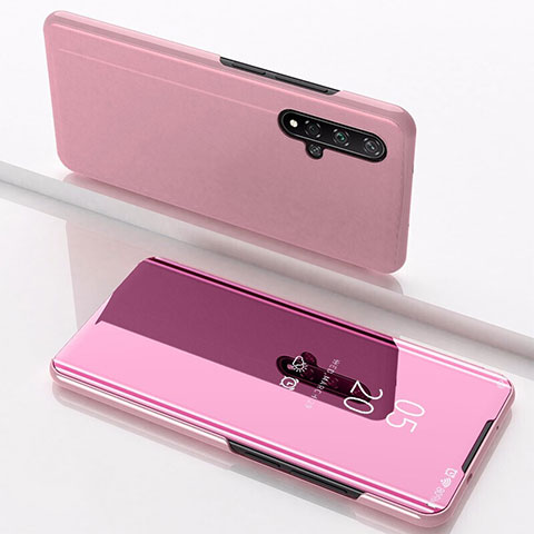 Funda de Cuero Cartera con Soporte Espejo Carcasa M01 para Huawei Honor 20 Rosa