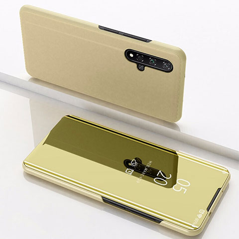 Funda de Cuero Cartera con Soporte Espejo Carcasa M01 para Huawei Nova 5T Oro